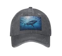 PHAYAH Gorra de béisbol unisex con diseño de tiburón submarino para adultos, de algodón, con ala curvada, color negro, Deep Heather, talla única