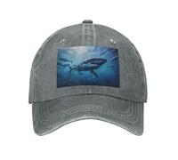 PHAYAH Gorra de béisbol unisex con diseño de tiburón submarino para adultos, de algodón, con ala curvada, color negro