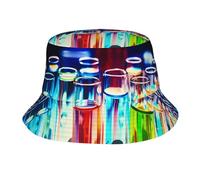 PHAYAH Gorro de pescador con estampado de tubo de ensayo de química, para verano, playa, viajes, unisex, protección UV, casual, color negro