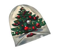 PHAYAH Gorro de punto ligero con patrón de árbol de regalo para mujer, gorro de dormir transpirable, forro de casco, color negro