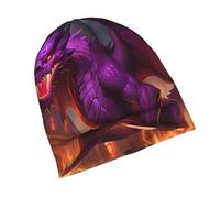 PHAYAH Gorro de punto ligero con patrón de dragón inferno morado para mujer, gorro de dormir, transpirable, con forro de casco