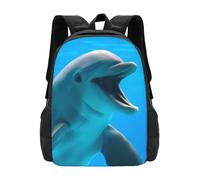 PHAYAH Happy Dolphin Pattern Casual Shoulder Classic Basic Travel Backpack Travel and Outdoor Activities Resistant