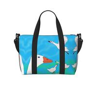 Phayah Happy White Goose Bolsa de viaje Bolsa de deporte Bolsa de deporte Bolsa de fin de semana para mujer, Negro, Talla única, Negro/Blanco, One Size, blanco y negro, talla única