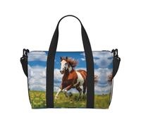Phayah Horses of The Prairie - Bolsa de viaje de viaje, bolsa de gimnasio, bolsa de hombro para fin de semana para mujer, Black, Talla única
