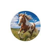 Phayah Horses On The Prairie - Ambientador de fragancia para coche, diseño de lavanda, forma redonda, para colgar, 4 unidades