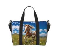 Phayah Horses On The Prairie - Bolsa de viaje de viaje, bolsa de gimnasio, bolsa de hombro para fin de semana para mujer, Black, Talla única