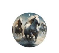 Phayah Horses Running Wild In The River Pattern Lavender Aroma Car Aroma Round Shape Hanging Fragrance Tablet Car Interior Fragrance Freshener 4p