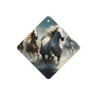 Phayah Horses Running Wild In The River Pattern Lavender Aroma Car Aroma Square Hanging Fragrance Tablet Car Interior Fragrance Freshener 4p