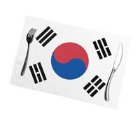 Phayah Juego de 6 manteles individuales con patrón de bandera de la República de Corea, 30,5 x 45,7 cm, para fiestas, cocina, comedor, decoración de banquetes de vacaciones