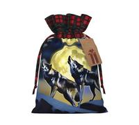 PHAYAH La bolsa de regalo con cordón de dos lobos silbando en la luna se utiliza para embalaje de regalo de cumpleaños y fiesta, una opción ideal para familiares y amigos