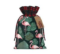 PHAYAH La bolsa de regalo con cordón de hoja verde y marrón flamenco se utiliza para embalaje de regalo de cumpleaños y fiesta, una opción ideal para familiares y amigos