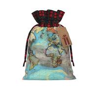 PHAYAH La bolsa de regalo con cordón de mapa del mundo de dibujos animados se utiliza para embalaje de regalo de cumpleaños y fiesta, una opción ideal para familiares y amigos