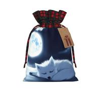 PHAYAH La bolsa de regalo con cordón de zorro durmiente bajo la luna se utiliza para embalaje de regalo de cumpleaños y fiesta, una opción ideal para familiares y amigos