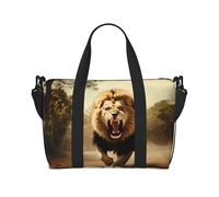 Phayah Lion Roaring - Bolsa de viaje para fin de semana, gimnasio, para mujeres y niñas, resistente al agua, color negro, talla única, Negro, One Size