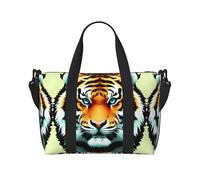Phayah Little Fat Tiger Head - Bolsa de viaje para fin de semana, gimnasio, para mujeres y niñas, resistente al agua, Black, Talla única