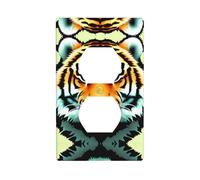 Phayah Little Fat Tiger Head - Cubiertas de toma de corriente para receptáculo de pared dúplex para interruptor de luz, placa de interruptor eléctrico de doble enchufe