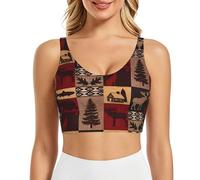 PHAYAH Lodge Bear Deer Fish Prin - Brasier deportivo para mujer, para entrenamiento, adelgazante, para fitness, correr, yoga, Negro, 3XL