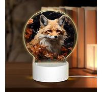 PHAYAH Luces de noche decorativas redondas con diseño de zorro y flores con enchufe USB, lámpara de mesa con 3 modos de luz ajustables para dormitorio, sala de estar, cafetería