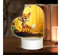 PHAYAH Luz nocturna con diseño de zorro feliz con forma de corazón, base LED con cable USB ajustable, 3 colores para adultos, habitación infantil y dormitorio