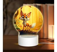 PHAYAH Luz nocturna con diseño de zorro feliz de dibujos animados, base LED redonda con cable USB ajustable, 3 colores para adultos, habitación infantil y dormitorio