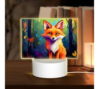 PHAYAH Luz nocturna rectangular con patrón de zorro enojado, base LED con cable USB ajustable, 3 colores para adultos, habitación infantil y dormitorio