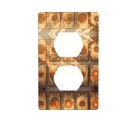 Phayah Mahjong - Cubierta de toma de corriente con patrón de azulejos para receptáculo de pared dúplex para interruptor de luz, placa de interruptor eléctrico de doble enchufe