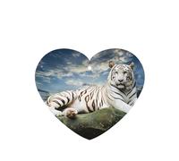 Phayah Majestic Tiger Resting On A Rock With Cloudy Sky Pattern Lavanda Aroma Ambientador de coche en forma de corazón colgante tarjeta perfumada colgante 4 piezas para coche, armario cajón, eliminar