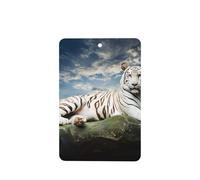 Phayah Majestic Tiger Resting On A Rock With Cloudy Sky Pattern Lavender Aroma Car Air Ambientador Rectangular Tarjeta Colgante Perfumada Tarjeta Perfumada 4 Piezas Para Automóviles Armario Cajón