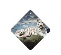 Phayah Majestic Tiger Resting On A Rock With Cloudy Sky Pattern Lavender Aroma Car Air Ambientador Square Tarjeta Colgante Perfumada Tarjeta Perfumada 6 Piezas Para Automóviles Armario Cajón Eliminar