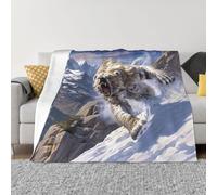 PHAYAH Manta de franela con diseño de oso corriendo sobre nieve, 101,6 x 76,2 cm, suave, para todas las estaciones, manta cálida para ropa de cama, sofá y trave
