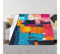 PHAYAH Manta de franela con patrón de bloques de color de felpa de 40 x 30 pulgadas para sofá, cama, noche de cine, campamento y trave