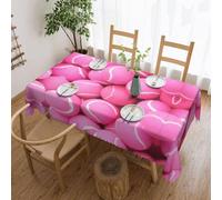 PHAYAH Mantel rectangular de 54 x 72 pulgadas, con patrón de pelotas de tenis rosa brillante, mantel para fiesta para el hogar, cocina, comedor, fiestas, uso en interiores y exteriores