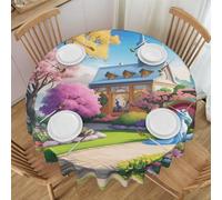 PHAYAH Mantel redondo con diseño de cuento de hadas de unicornio, 152 cm, tela de mesa decorativa para vacaciones, hogar, fiesta, bufé