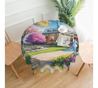 PHAYAH Mantel redondo con diseño de cuento de hadas de unicornio, 60 pulgadas, tela decorativa de granja para vacaciones, hogar, fiesta, bufé