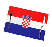 Phayah Manteles individuales de mesa con la bandera de la República de Croacia (juego de 6) de 30,5 x 45,7 cm, adecuados para fiestas, decoraciones de restaurantes, banquetes de vacaciones.