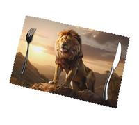 Phayah Manteles individuales de mesa Lion On The Mountain (juego de 6) de 12 x 18 pulgadas, adecuados para fiestas, decoraciones de restaurantes, banquetes de vacaciones.