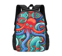 PHAYAH Mochila con patrón mutante de pulpo para mujeres y hombres, mochila casual para adolescentes, niños y niñas, bolsa de libros para laptop de 16.5 pulgadas, viajes y negocios