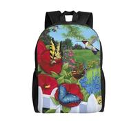 PHAYAH Mochila de viaje básica clásica con estampado de flores y mariposas y pájaros, para viajes y actividades al aire libre