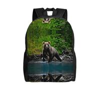 PHAYAH Mochila de viaje básica clásica con estampado de oso marrón, para viajes y actividades al aire libre