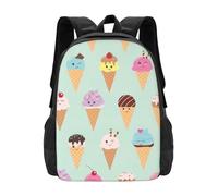 PHAYAH Mochila de viaje clásica básica con estampado de conos de helado, estilo informal, para viajes y actividades al aire libre, resistente