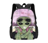 PHAYAH Mochila de viaje clásica básica con estampado de humo alienígena, para viajes y actividades al aire libre, resistente
