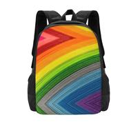 PHAYAH Mochila de viaje clásica básica con estampado de rayas de color arcoíris, para viajes y actividades al aire libre, resistente