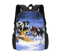 PHAYAH Mochila de viaje clásica básica con estampado de vaca de nieve, estilo informal, para viajes y actividades al aire libre, resistente