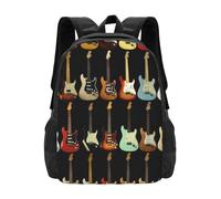 PHAYAH Mochila de viaje clásica básica con patrón de guitarra artística y casual, resistente a los viajes y actividades al aire libre
