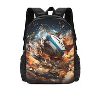 PHAYAH Mochila ligera para laptop de 16.5 pulgadas con diseño de rugby On Fire, para niñas y mujeres, mochila informal para el regreso a la escuela