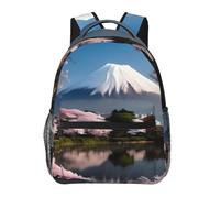 PHAYAH Monte Fuji - Mochila con patrón de principios de primavera de 15.7 pulgadas, bolsa simple para todos con 1 compartimento principal, bolsillo frontal