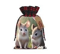 PHAYAH Mouse In Love - Bolsa de regalo de arpillera con cordón de Navidad, bolsa de almacenamiento adecuada para Navidad, fiesta de cumpleaños