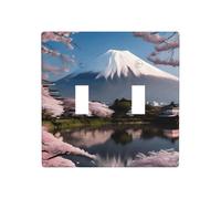 Phayah Mt. Fuji - Placa de interruptor de luz de doble palanca con patrón de principios de primavera, cubiertas decorativas para baño, dormitorio, cocina, 4.5 x 4.5 pulgadas
