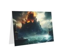 PHAYAH Mysterious City In The Sea - Tarjetas de felicitación en blanco con sobres, 10 x 15 cm, tarjetas de agradecimiento para Navidad, vacaciones, cumpleaños, graduación, aniversario, color rosa