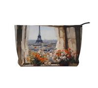 PHAYAH Neceser portátil con diseño de abeja de dibujos animados, bolsa de cosméticos de gran capacidad, bolsa de aseo de pana con cremallera, bolsa de viaje, Hermosos pilones en la distancia, Talla